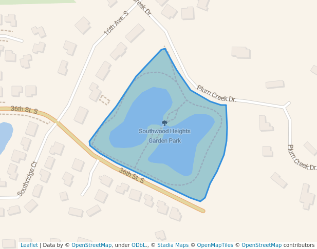 walking in Southwood Heights Garden Park map in St. Cloud