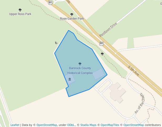 walking in Bannock County Historical Complex map in Pocatello