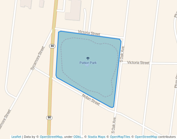 walking in Patton Park map in Luling