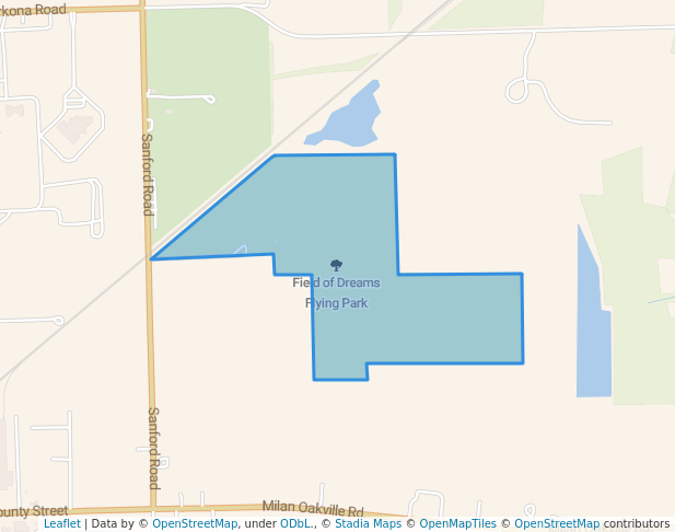 walking in Field of Dreams Flying Park map in Milan