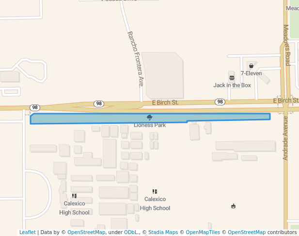 walking in Lioness Park map in Calexico