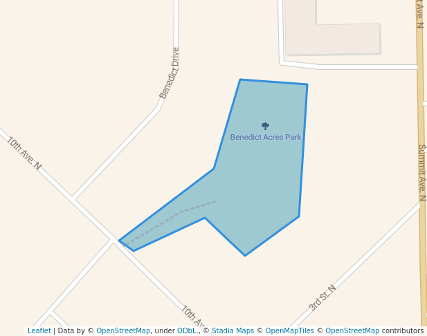 walking in Benedict Acres Park map in Sauk Rapids