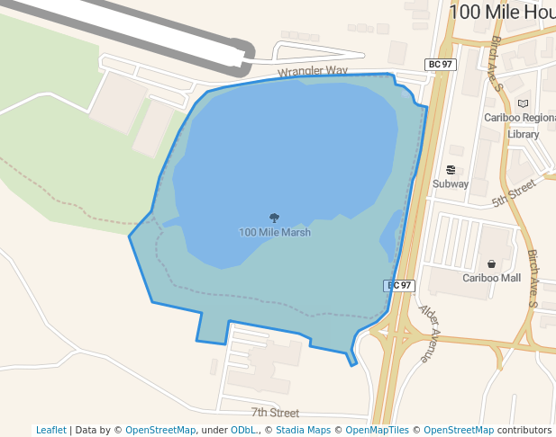 walking in 100 Mile Marsh map in 100 Mile House