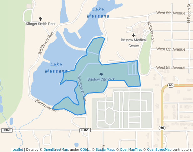 walking in Bristow City Park map in Bristow