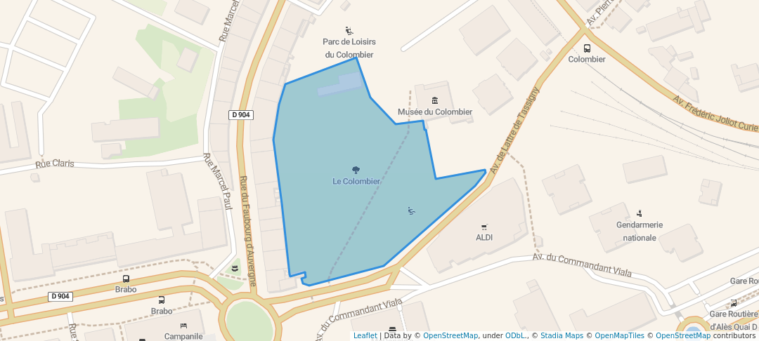 walking in Le Colombier map in Alès