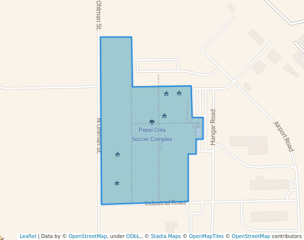 walking in Pepsi Cola Soccer Complex map in Mitchell