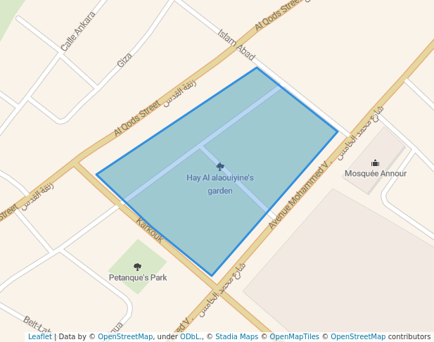 walking in Hay Al alaouiyine's garden map in Témara