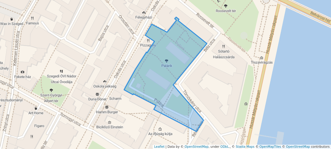 walking in Palánk map in Szeged