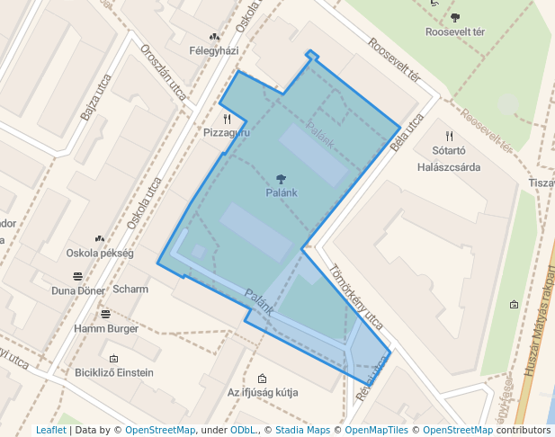 walking in Palánk map in Szeged