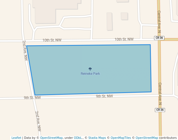 walking in Reineke Park map in Milaca