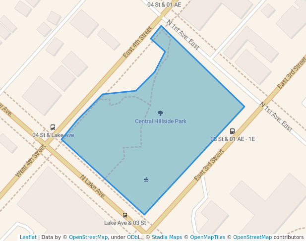 walking in Central Hillside Park map in Duluth