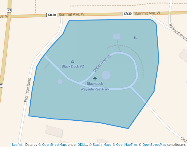 walking in Blackduck Wayside Rest Park map in Blackduck