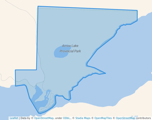 walking in Arrow Lake Provincial Park map in Nolalu