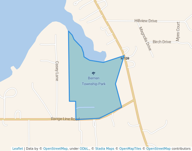 walking in Berrien Township Park map in Berrien Springs