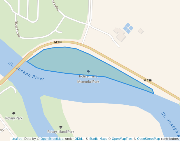 walking in Policeman's Memorial Park map in Berrien Springs