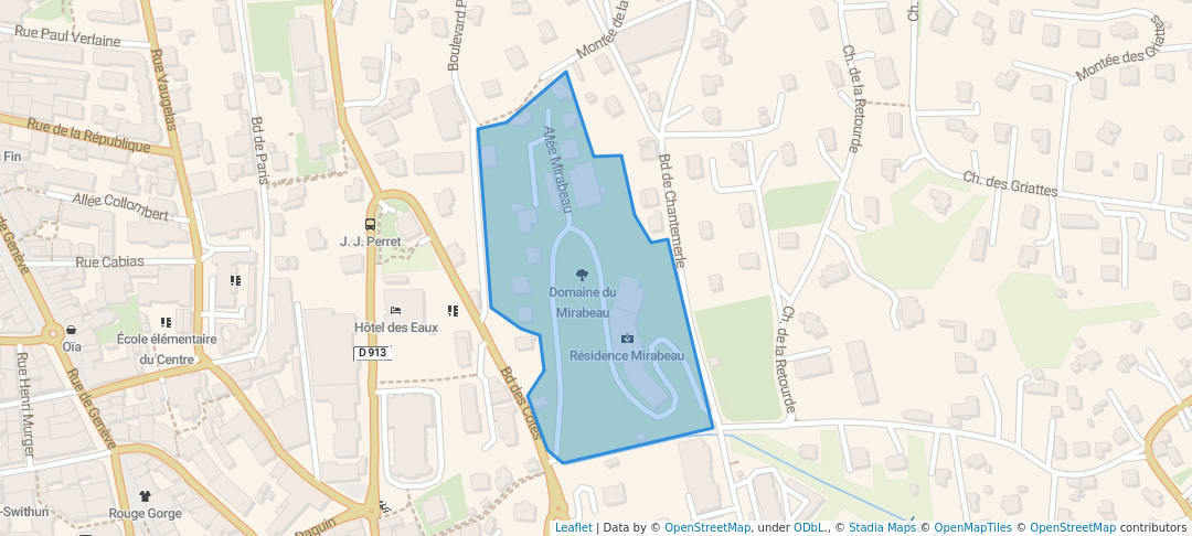 walking in Domaine du Mirabeau map in Aix-les-Bains