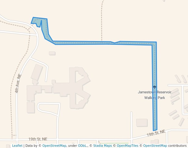 walking in Jamestown Reservoir Walking Park map in Jamestown