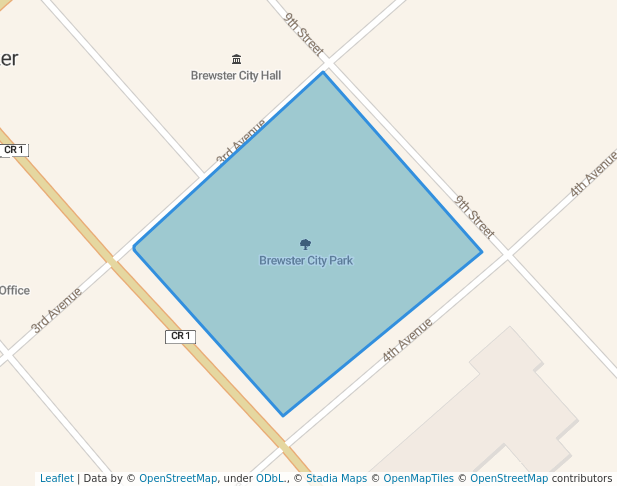 walking in Brewster City Park map in Brewster