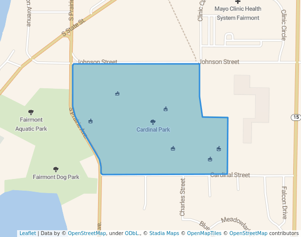walking in Cardinal Park map in Fairmont