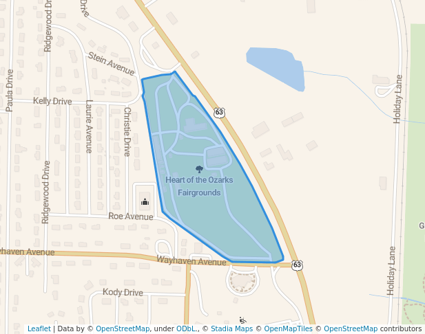 walking in Heart of the Ozarks Fairgrounds map in West Plains