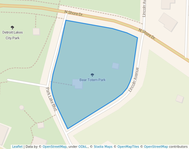 walking in Bear Totem Park map in Detroit Lakes