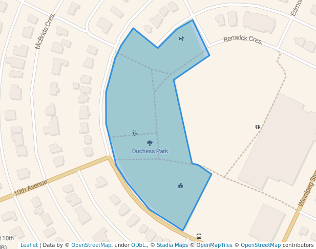 walking in Duchess Park map in Prince George