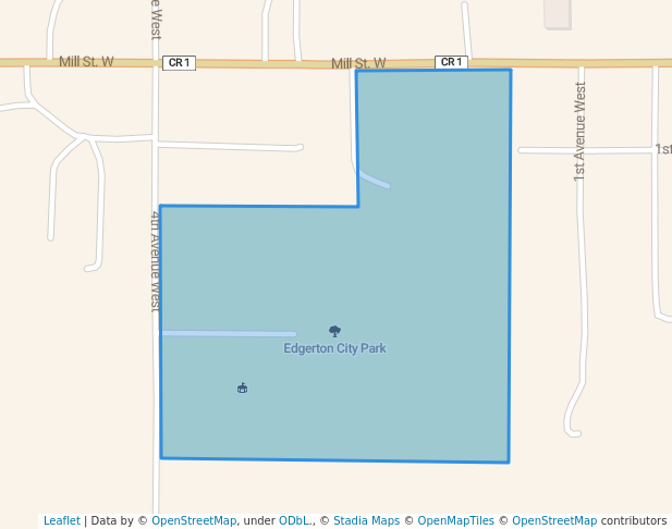 walking in Edgerton City Park map in Edgerton