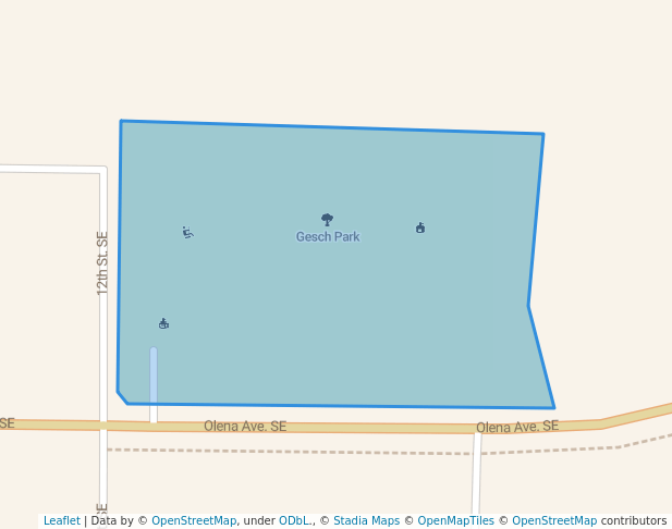 walking in Gesch Park map in Willmar