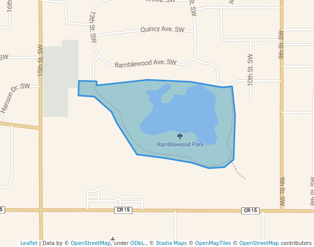 walking in Ramblewood Park map in Willmar