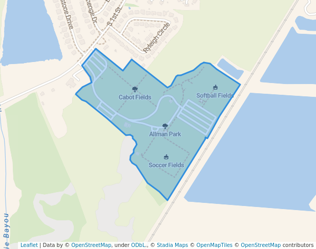 walking in Allman Park map in Cabot