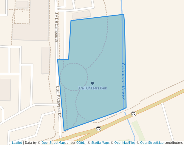 walking in Trail Of Tears Park map in Little Rock