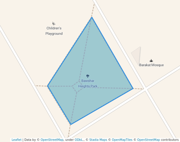 walking in Bawshar Heights Park map in Muscat