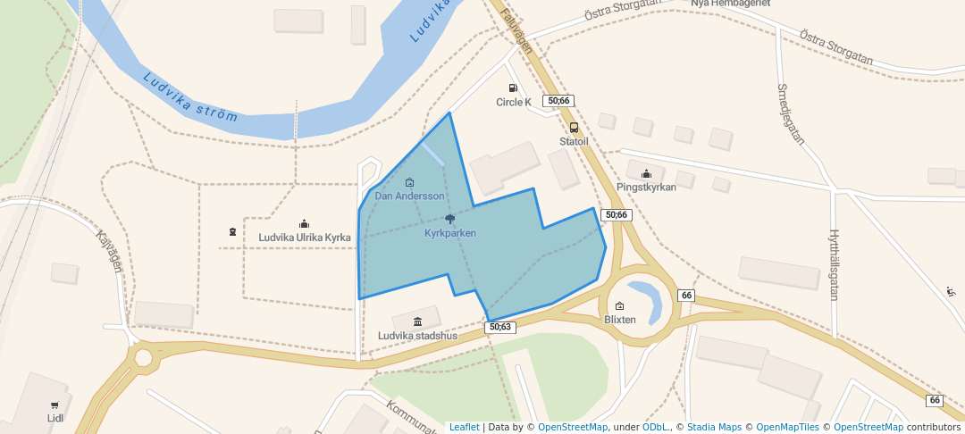 walking in Kyrkparken map in Ludvika