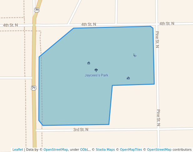 walking in Jaycees's Park map in Sauk Centre