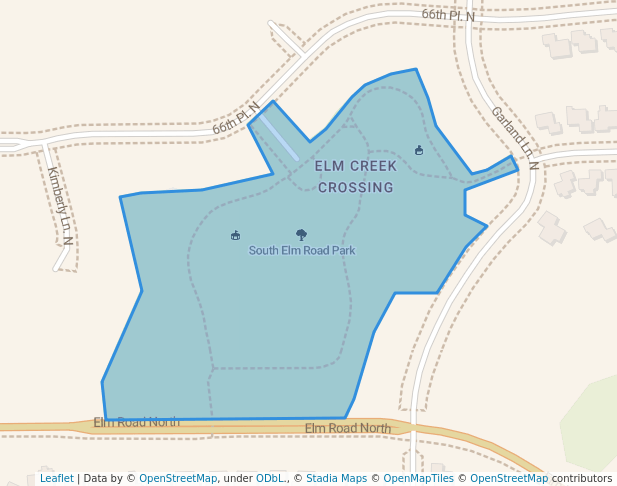 walking in South Elm Road Park map in Osseo