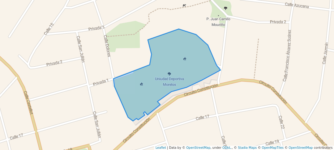 walking in Uniudad Deportiva Morelos map in Campeche