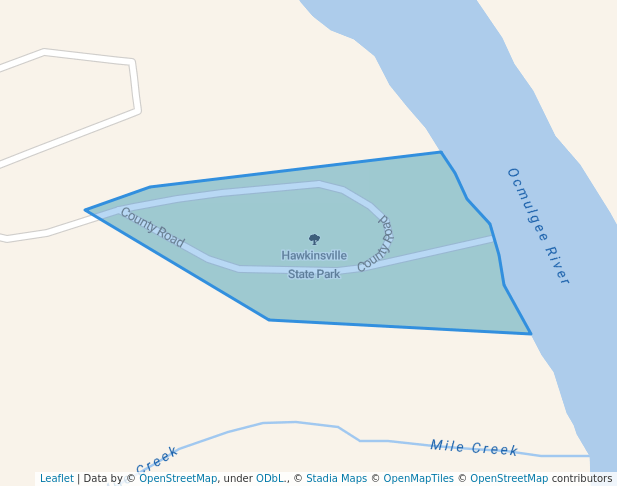 walking in Hawkinsville State Park map in Hawkinsville