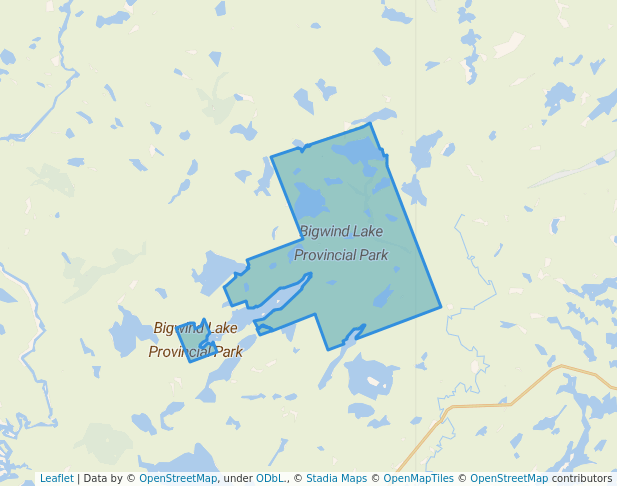 walking in Bigwind Lake Provincial Park map in Minden