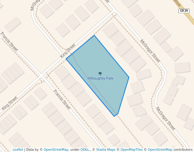 walking in Willoughby Park map in Carleton Place