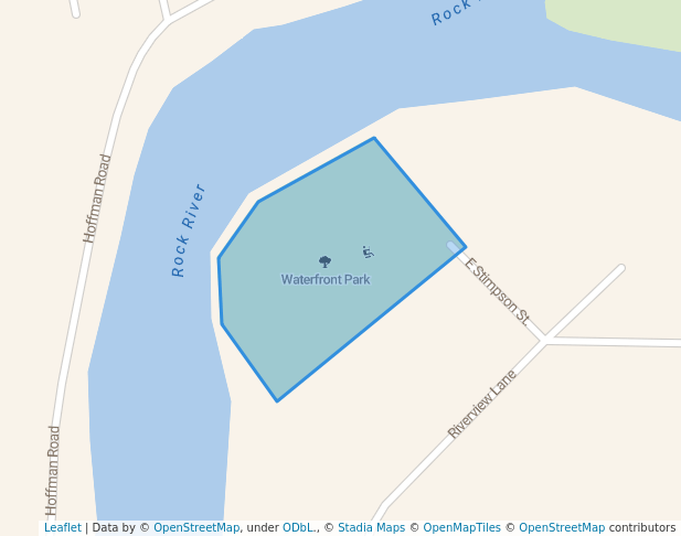 walking in Waterfront Park map in Watertown