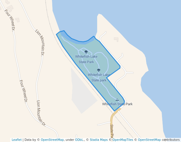 walking in Whitefish Lake State park map in Whitefish