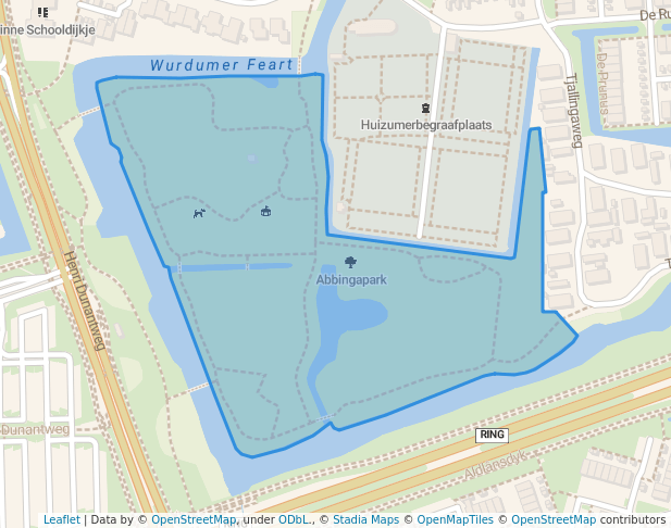 walking in Abbingapark map in Leeuwarden