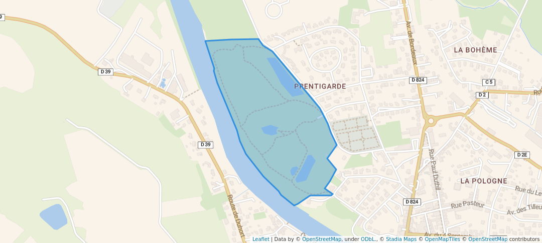 walking in Saligue des Étangs de Prentigarde map in Aire-sur-l'Adour