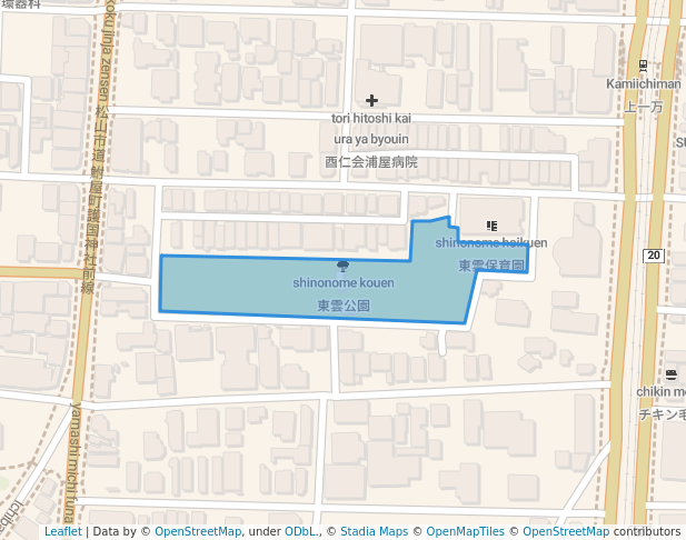 walking in 東雲公園 map in Matsuyama