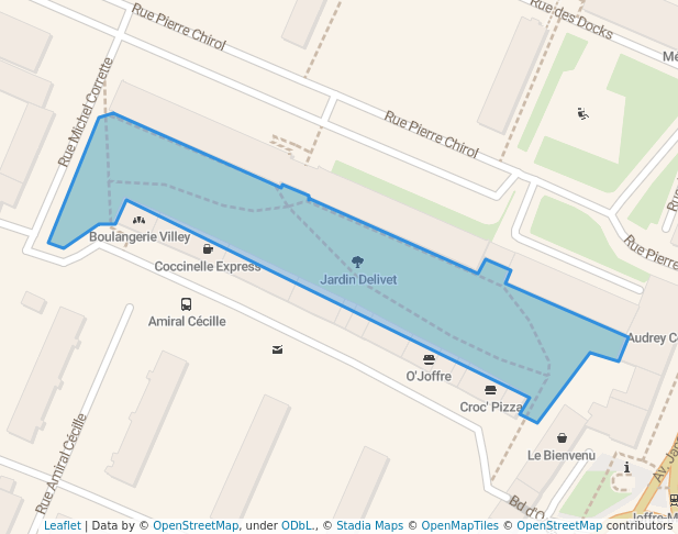 walking in Jardin Delivet map in Rouen