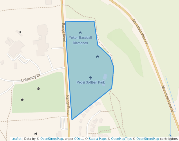walking in Pepsi Softball Park map in Whitehorse