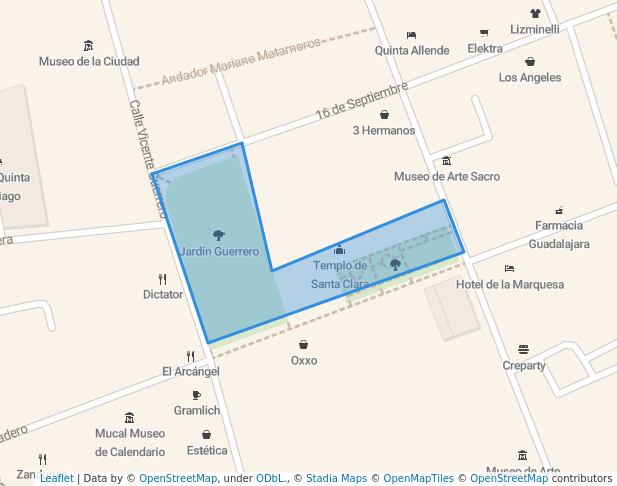 walking in centro map in Santiago de Querétaro