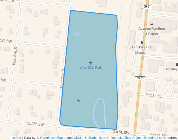 walking in West Side Park map in Hinckley