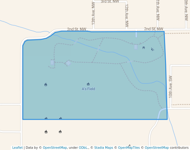 walking in Westview Park map in Pipestone