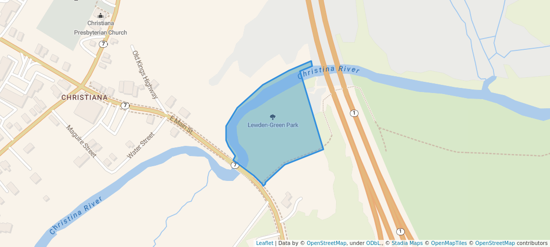 walking in Lewden-Green Park map in Christiana